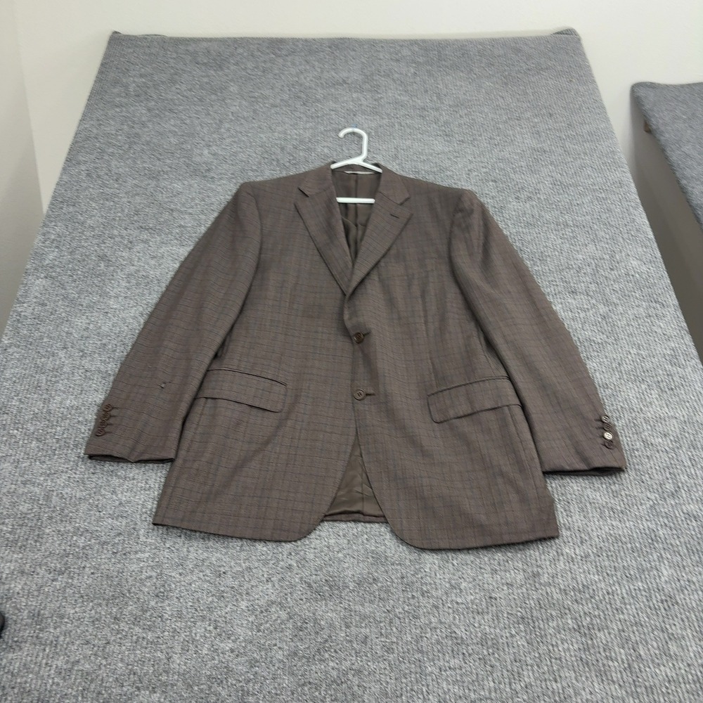Canali Suit Mens 42R Brown Wool Plaid Made in Italy Luxury Formal Classic Style